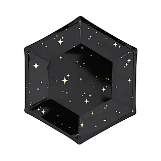 Zwart hexagon bord met gouden sterren