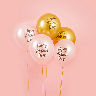 Roze en gouden ballonnen met de tekst happy mothers day