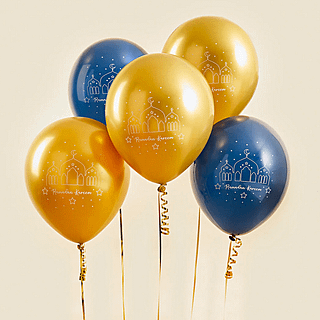 Gouden en blauwe ballonnen voor ramadan