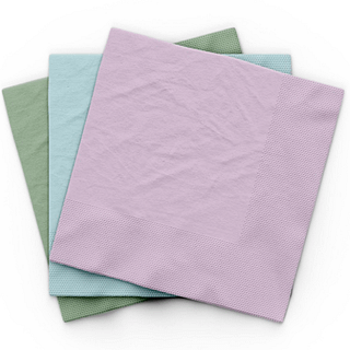 Papieren servetten in het paars, blauw en groen