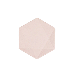Licht roze bordjes in de vorm van een hexagon