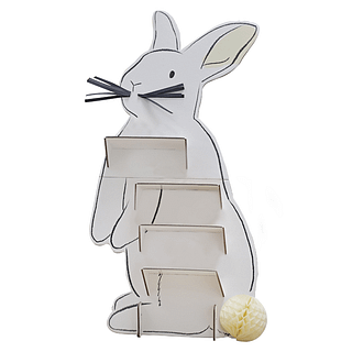 Hapjes standaard in de vorm van een konijn met een honeycomb staart en 3d snorharen