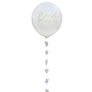 Grote ballon in het saliegroen met de tekst bride to be en bloemen