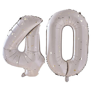 Cijferballonnen 40 in het nude met gouden spikkels
