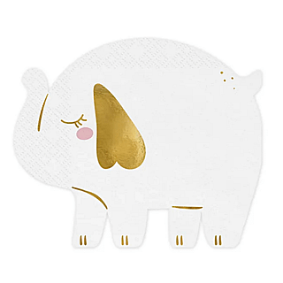 Servet in de vorm van een olifant met gouden details