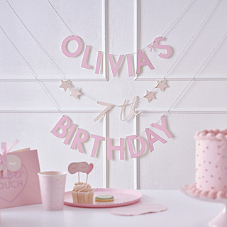 Roze personaliseerbare slinger voor een verjaardag