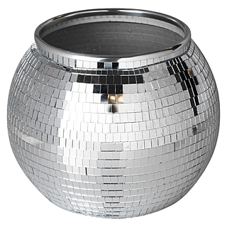 ijsemmer in de vorm van een zilveren discobal