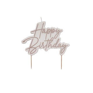 Rose gouden taart kaars met de tekst happy birthday