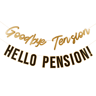 Slinger met de goud en zwarte tekst goodbye tension hello pension