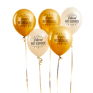 gouden en beige ballonnen pensioen
