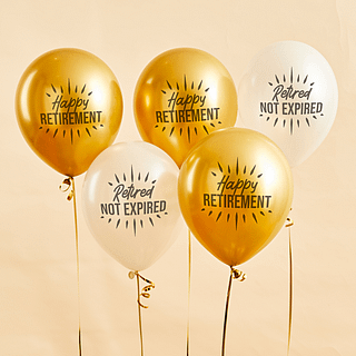 gouden en beige ballonnen pensioen