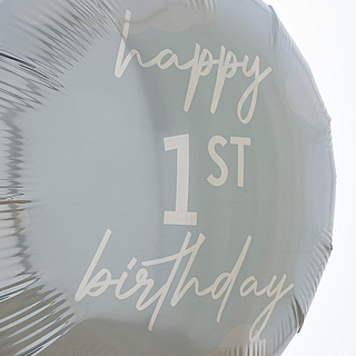 Blauwe folieballon happy first birthday