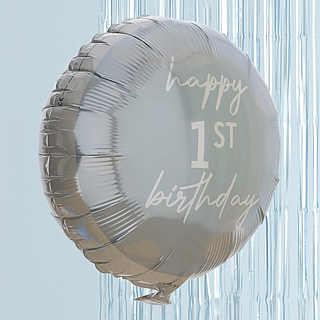 Blauwe folieballon happy first birthday