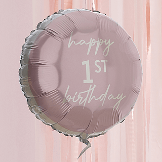 folieballon 1st birthday roze