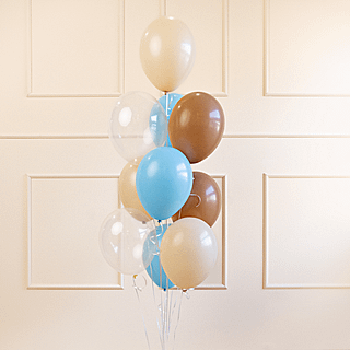 Ballonnen set met blauwe, bruine en perzik ballonnen