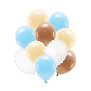 Ballonnen set met blauwe, bruine en perzik ballonnen