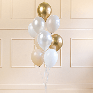 gouden en witte ballonnen met glossy en metallic effect