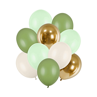 Saliegroene en olijfgroene ballonnen set