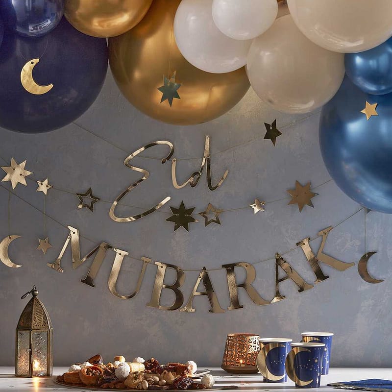 Letter banner Eid Mubarak met sterren en maantjes