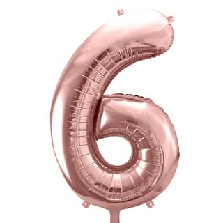 Folieballon Cijfer 6 (86 cm) - Rosé Goud
