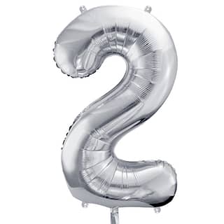 Folieballon Cijfer 2 (86 cm) - Zilver
