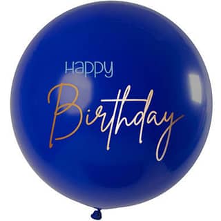 XL Ballon Elegant Happy Birthday Blauw - 80 cm