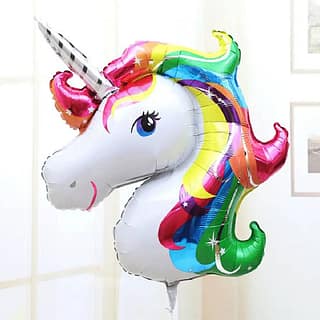 Folieballon in de vorm van een unicorn hoofd