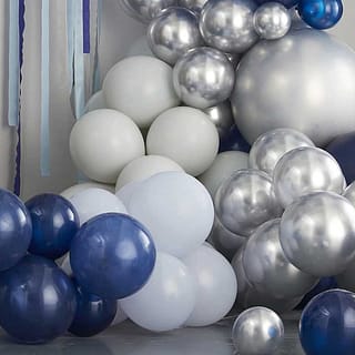 Ballonnenversiering Zilver & Blauw XL - 200 stuks
