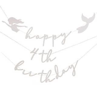 Letterbanner met de tekst Happy 4th Birthday en een zeemeermin