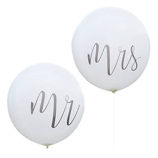 Reuzeballonnen Wit Mr & Mrs- 2 stuks