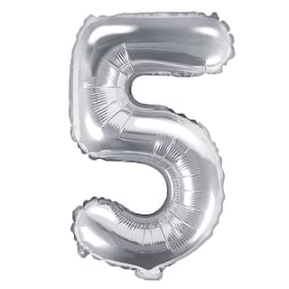 Folieballon Cijfer 5 (35 cm) - Zilver