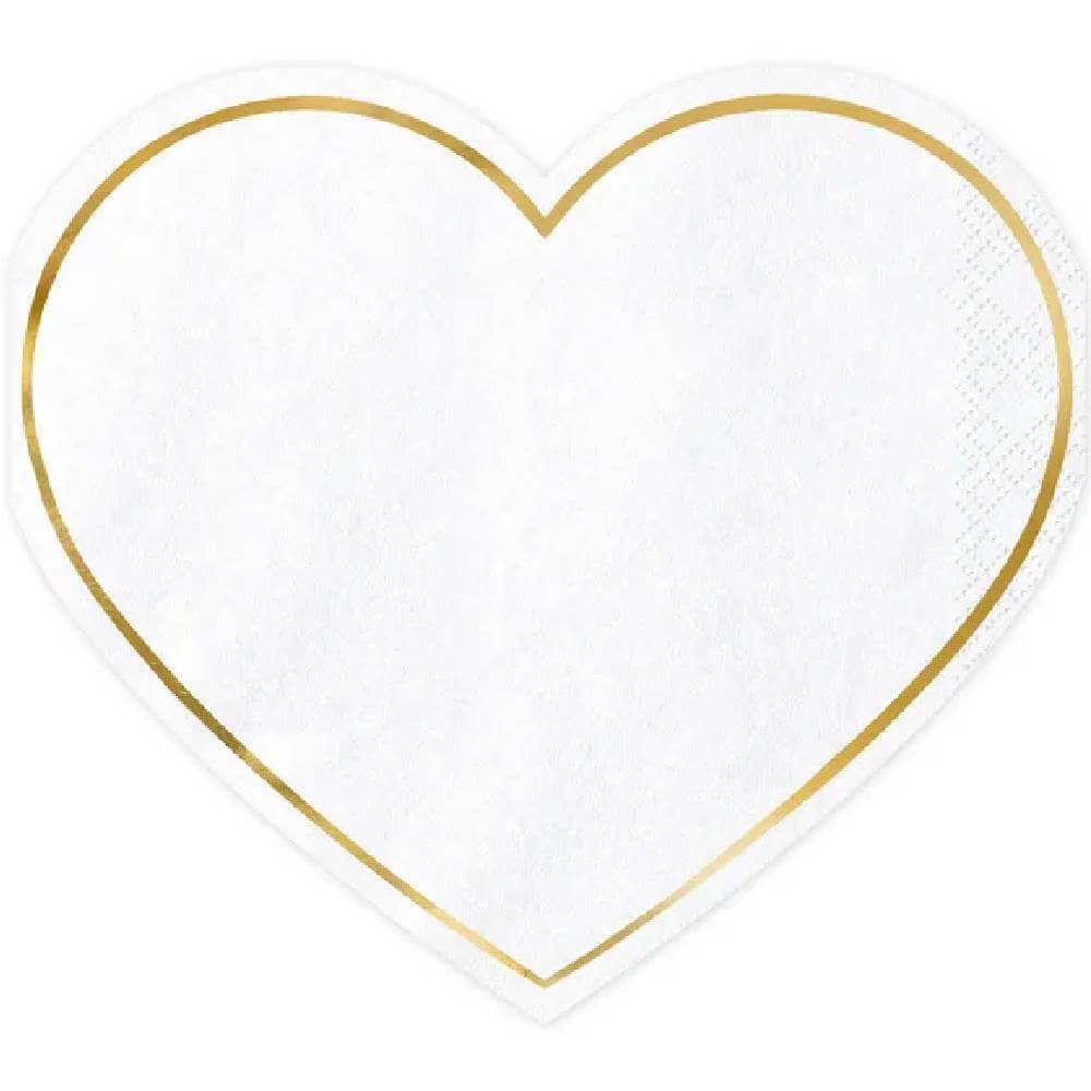 Hartvormige witte servet met gouden rand