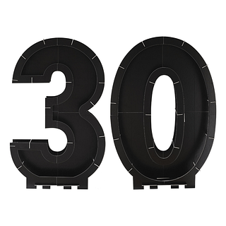 Ballonstandaard cijfers 30 in het zwart