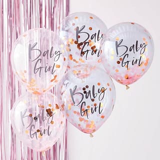 Confetti Ballonnen 'Baby Girl' - 5 stuks