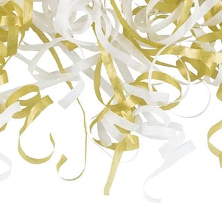 gouden en witte confetti streamers