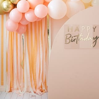 Backdrop Streamers Gold & Peach Party