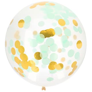 Reuze ballon met confetti in de kleuren Mint & Goud