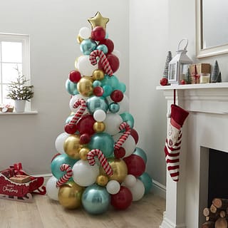 Ballonversiering Kerstboom Rood Groen Goud