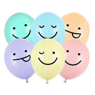 Ballonnen Pastel Smileys - 6 stuks