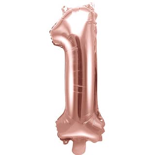 Folieballon Cijfer 1 (35 cm) - Rosé Goud