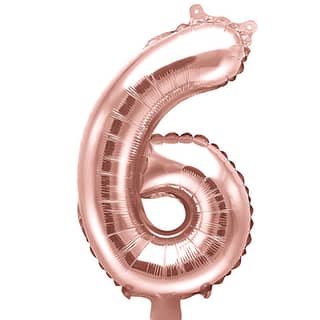 Folieballon Cijfer 6 (35 cm) - Rosé Goud