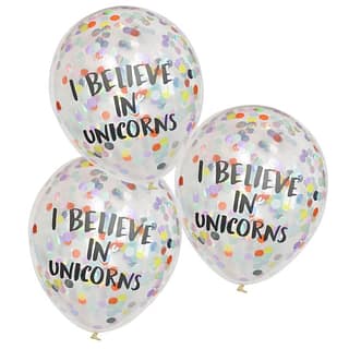 Ballonnen Confetti ‘I Believe In Unicorns’ - 5 stuks