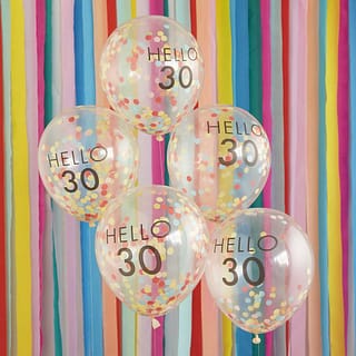 Confetti ballonen met 'Hello 30' erop