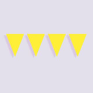 Vier gele vlaggetjes aan een lijn op een paarse achtergrond