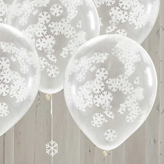 Transparante ballonnen met sneeuwvlokken erin